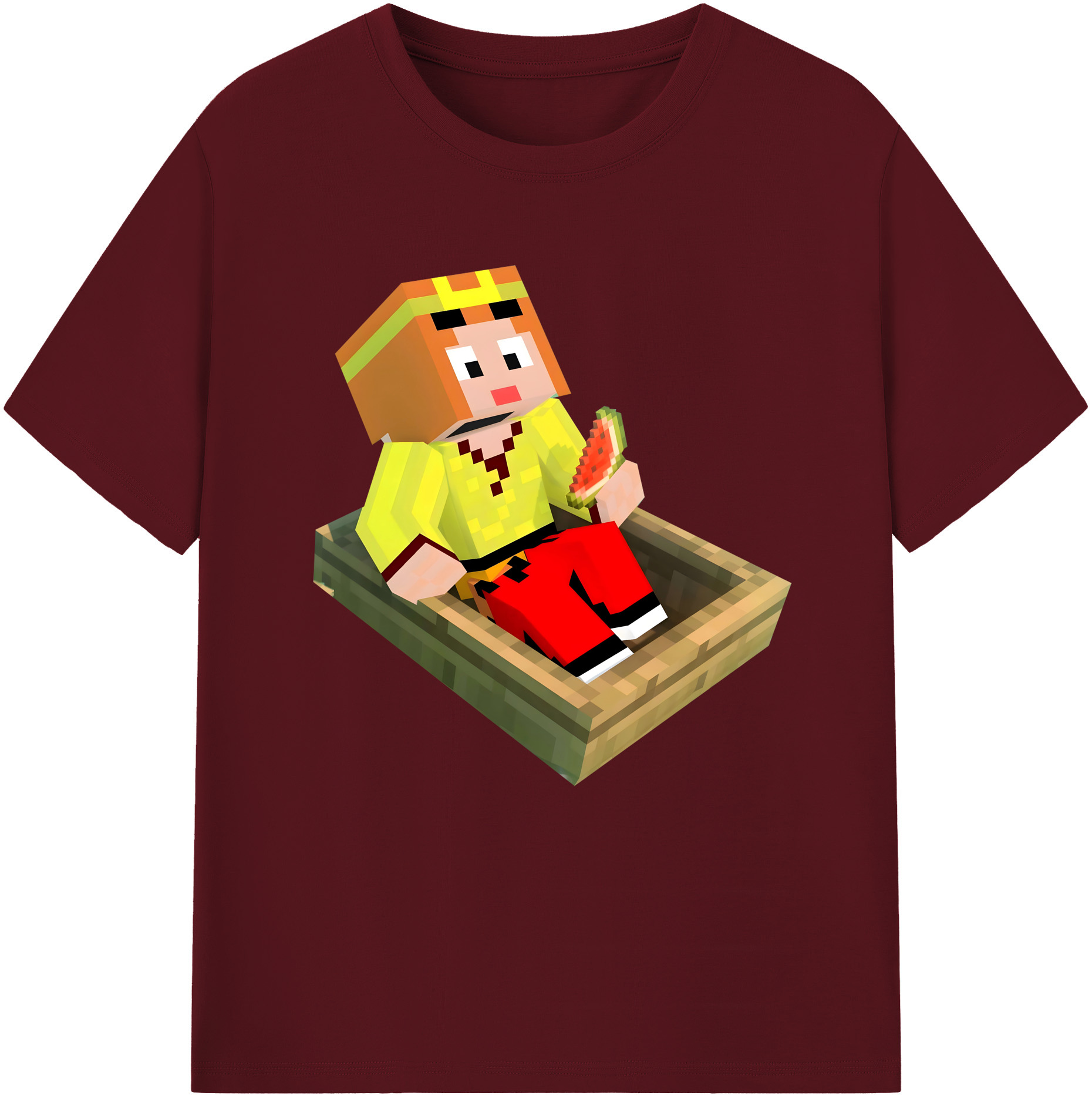 （画像用） マインクラフト ブロックの世界 Minecraft MC Block world 綿100％半袖Tシャツ（フロントプリント）